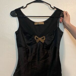 John Galliano Black Camisole with Gold Accent